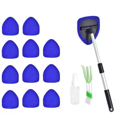 Car cleaning tools – Defogging Brushes, Factory Wholesale Telescopic - 1-set-pentagon-12-blue-cloth-covers-detail-brush-spray-bottle