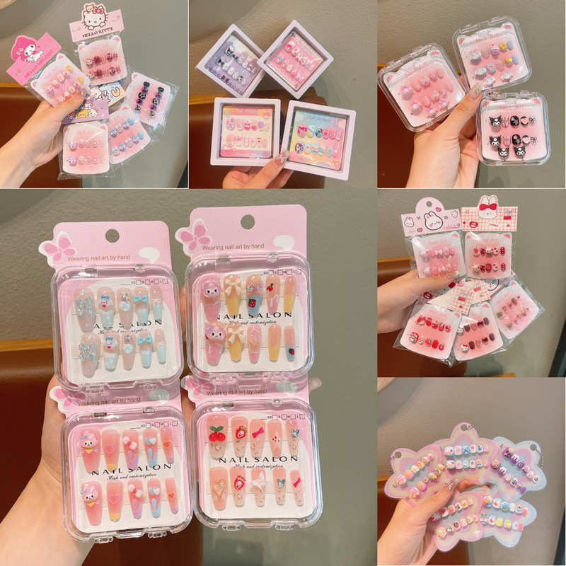 Sanrio Cute Children's Wearable Nails, Cute and Fun Nail Art Pieces, Sweet Cartoon Nail Pieces for Students, Wholesale