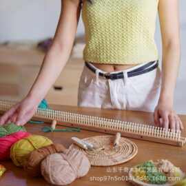 跨境木制毛毯织机编织板套件初学者DIY手工艺爱好者单针双针两用