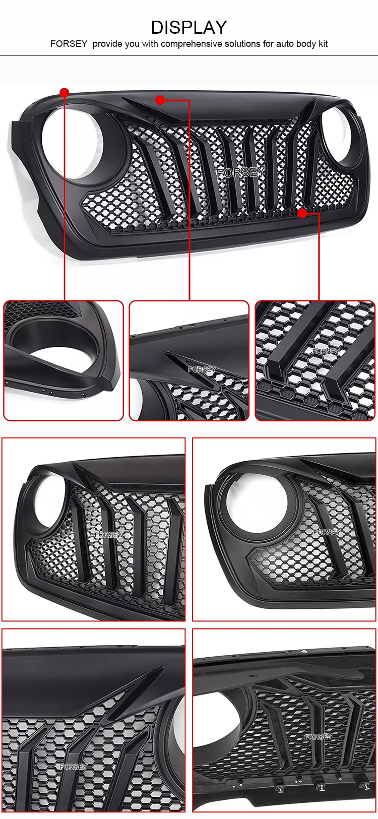 Suitable for 18-20 Jeep Wrangler JL front grille and front bumper center mesh
