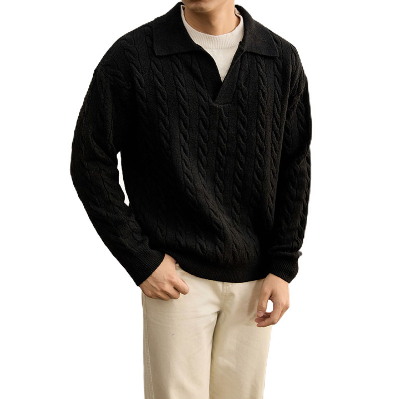Explosiones transfronterizas de tamaño grande falso de dos piezas de polo camisa de punto de torsión suéter hombre viejo dinero fábrica de moda al por mayor
