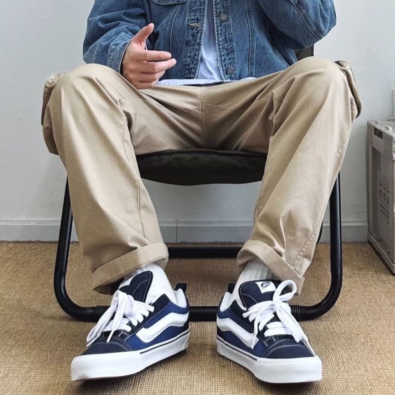 Trendy ins japonés retro todo-fósforo color sólido suelto colgante pantalones de pierna recta herramientas pantalones anchos pantalones casuales hombres y mujeres de moda