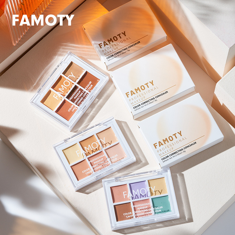 FAMOTY6 Color Concealer hellt die Hautfarbe auf und fixiert dreidimensionalen Concealer, feuchtigkeitsspendender und feuchtigkeitsspendender Service zum Abdecken von Akne-Print-Farb-Cro_voghion.com