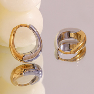 European and American Ins Fashion Simple Personalized Earrings Jewelry Stainless Steel Plated 18K Gold Mini Pear-Shaped Small Ear Buckle for Women