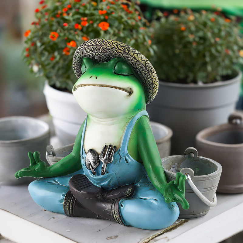  New Products Meditation and Meditation Frog Flower Pot Home Balcony Courtyard Garden Fleshy Green Planting Frog Bonsai Ornaments
