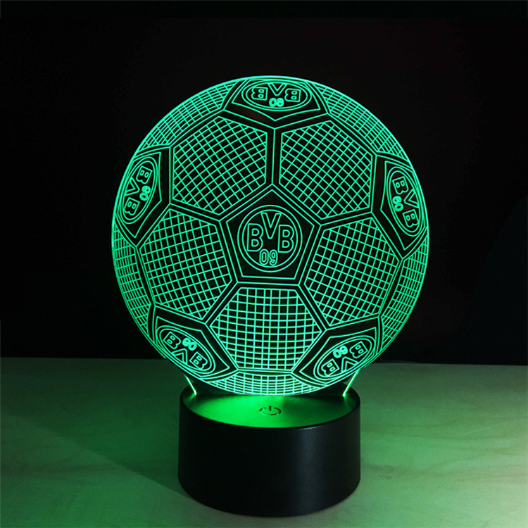 Comercio exterior creativo lámpara de mesa LED fútbol regalo 3D acrílico luz de la noche fuente de alimentación USB estéreo lámpara de noche luminosa