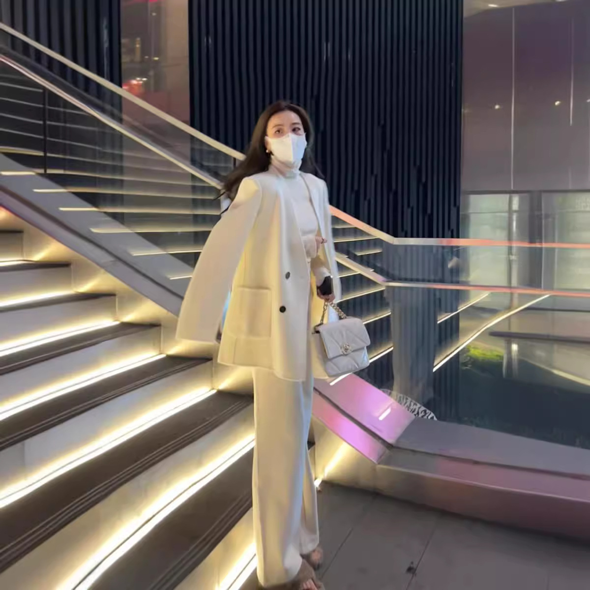 Spring Clothes Are Paired with a Complete Set of High-End Royal Sister's Elegant Goddess Style Professional Lady Style Suit Wide-Leg Pants Two-Piece Set