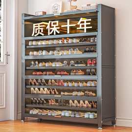钢制鞋架家用门口玄关落地防尘收纳大容量铁艺鞋柜上翻门多层鞋柜