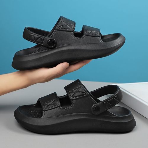 Men's Summer External Wear Sliding Sandals with Non-Slip, Foot-Molding Feel, Thick Insoles, and Elevation for Outdoor Driving and Sports, Available in Large Sizes