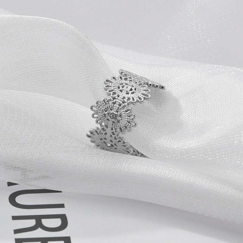 Fashion Geometric Stainless Steel Open Ring Plating Artificial Diamond Stainless Steel Rings