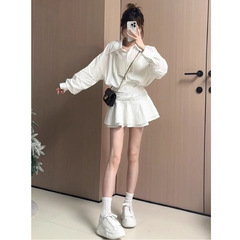 法式白色长袖衬衫连衣裙子女秋季2025新款早秋穿搭小个子收腰短裙