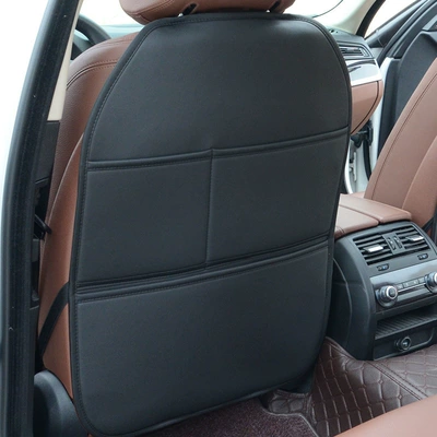New Anti-Kick Pad for Car Seats, Universal Rear Seat Backrest Multifunctional Storage Protective Pad, Anti-Dirt (Chair back anti-kick pad) - overall-anti-kick-pad-black-single-piece