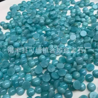 天然原矿秘鲁天河石准码圆形裸石戒面天河石平底素面裸石戒面厂家