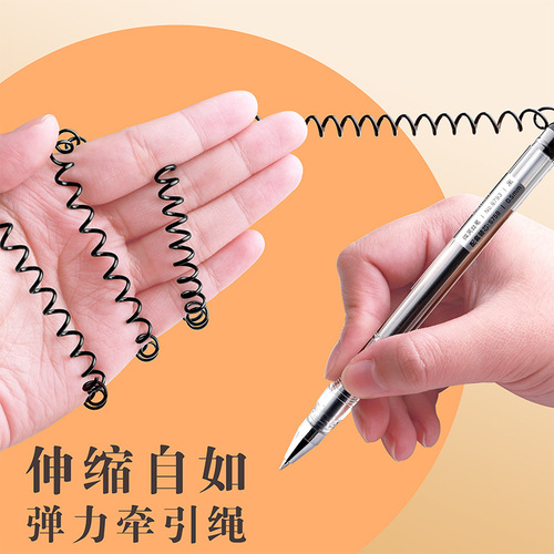 Deli desk pen gel pen desktop fixed pen holder with line signature pen with rope sticky table water pen front desk counter pen