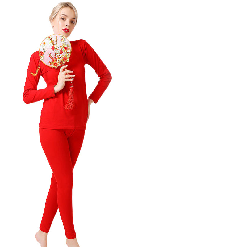 생년월일 빨간색 속옷, 여성 모달 가을옷과 긴 내복 세트, 결혼 행운 속옷, 얇은 하이웨이스트 속옷