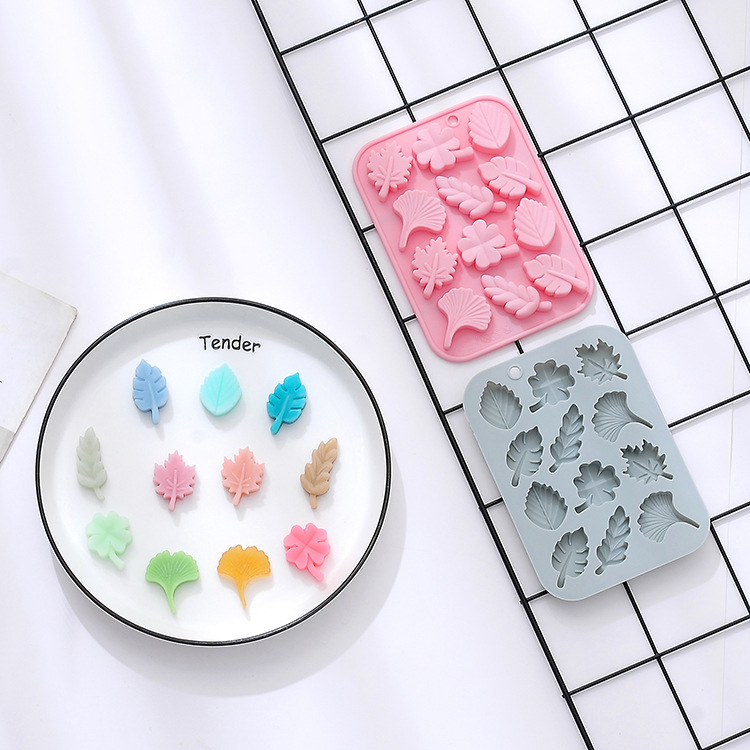 スポット12連6種類の異なる葉の形チョコレート型ケーキ金型焙煎ツールシリカゲルドリップ金型|undefined
