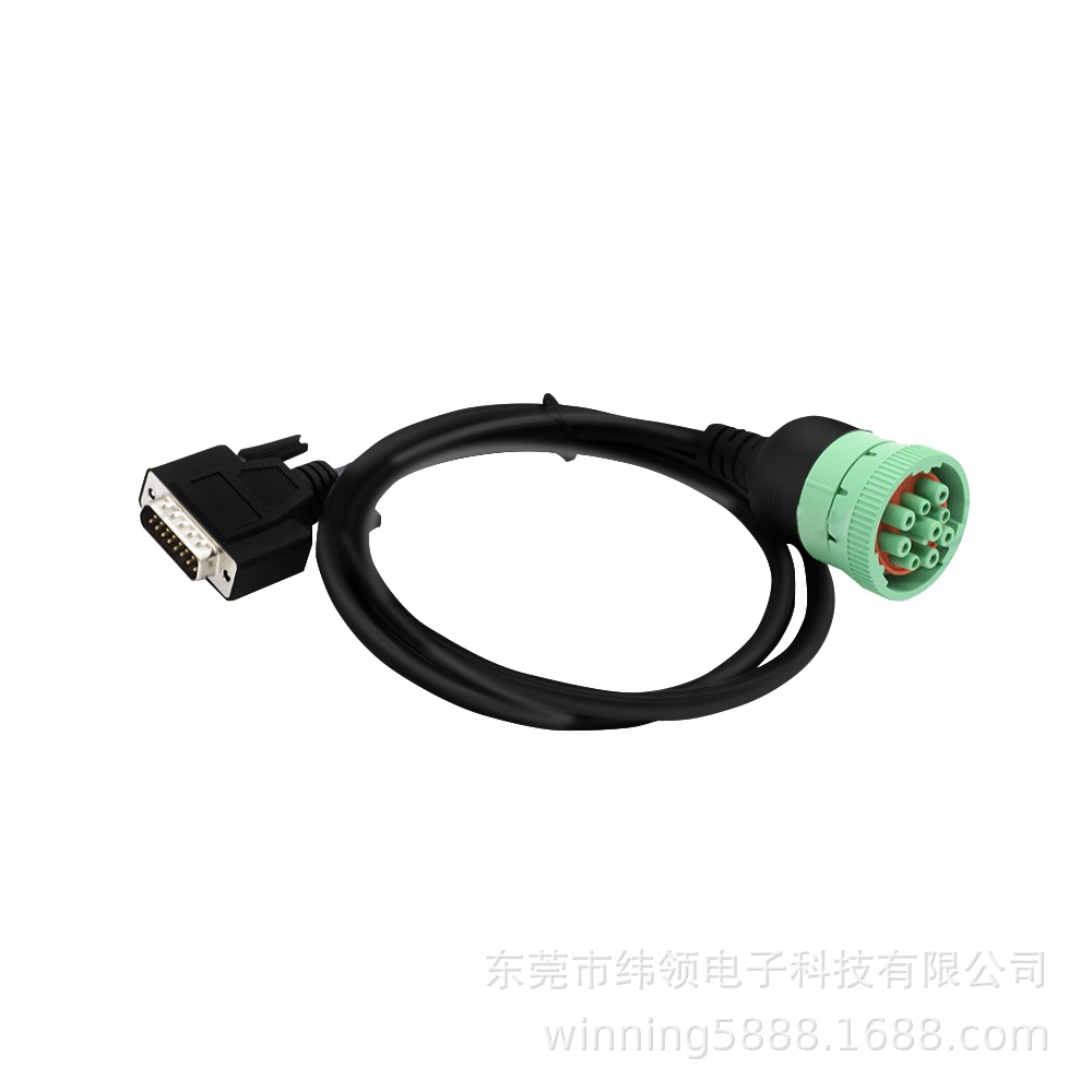 1J 1962型db16针绿色母头卡车诊断电缆