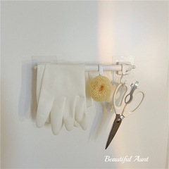 A5L * Pretty Auntie * Ins Simple White Towel Rack Hook Adhesive Mounting Nail-Free Storage Rod