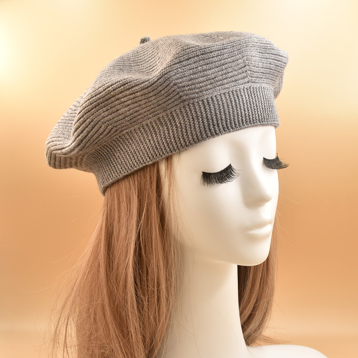 Unisex Fleece Strick Stretch Baskenmütze warme Beanie für Frauen_voghion.com