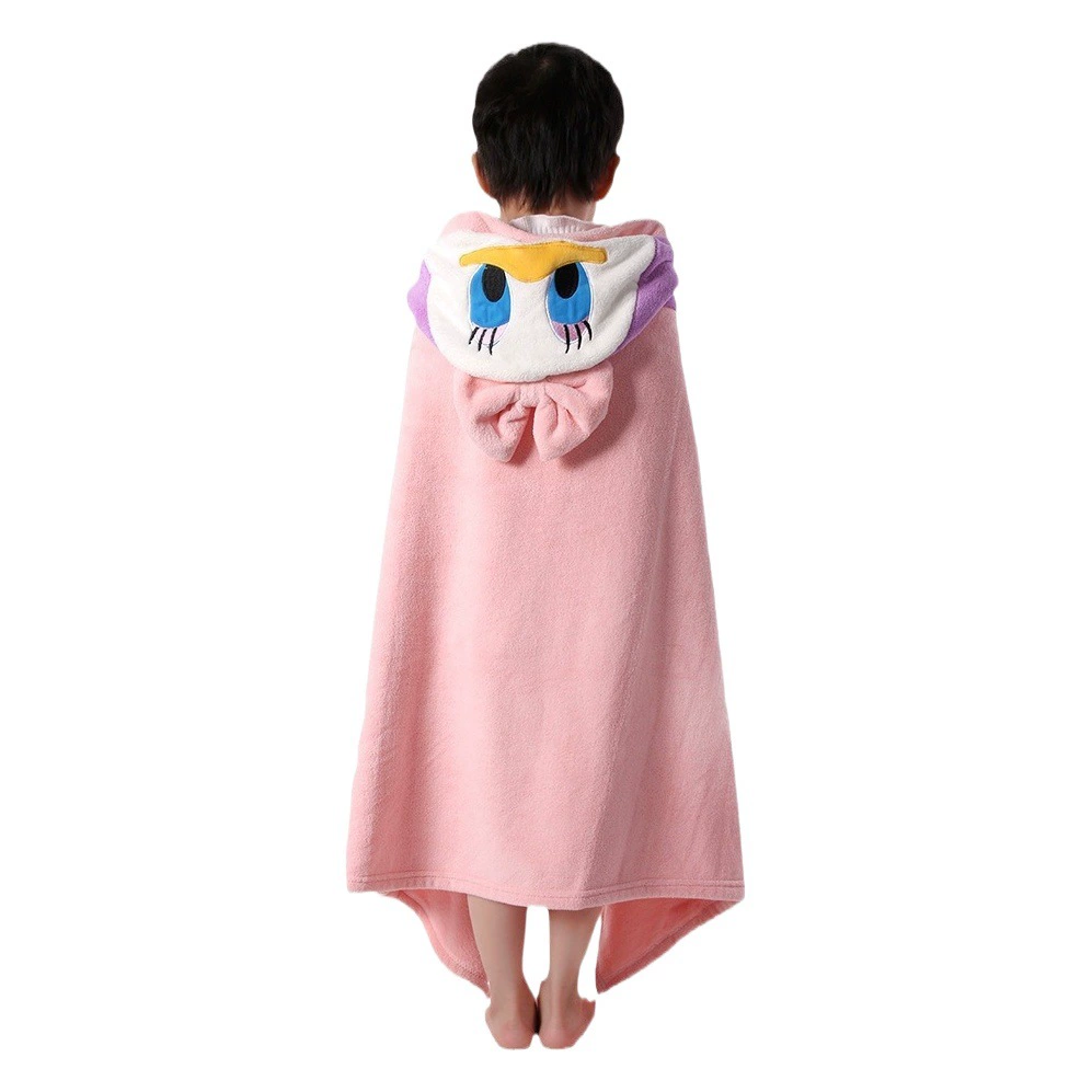 Детское банное полотенце с капюшоном, впитывающий детский халат с капюшоном, Детский коралловый флис, детское банное полотенце