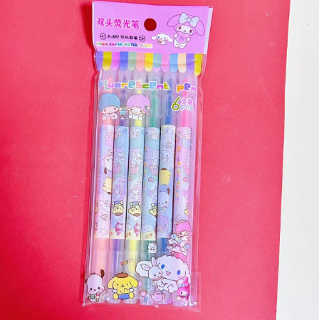 Kolomi doble cabeza 6 bolígrafo marcador adorable Sanliou bolígrafo de señalización de los estudiantes