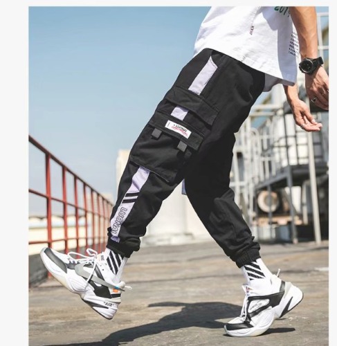 Fábrica al por mayor overoles primavera y otoño de los hombres pantalones atados al tobillo jóvenes de los hombres pantalones atados al tobillo pantalones casuales sueltos de los hombres