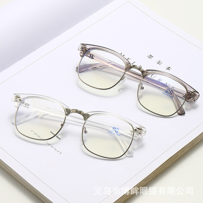 新款平光镜眼镜架半框复古米钉眼镜框架防蓝光紫外线眼镜厂家批发|ms