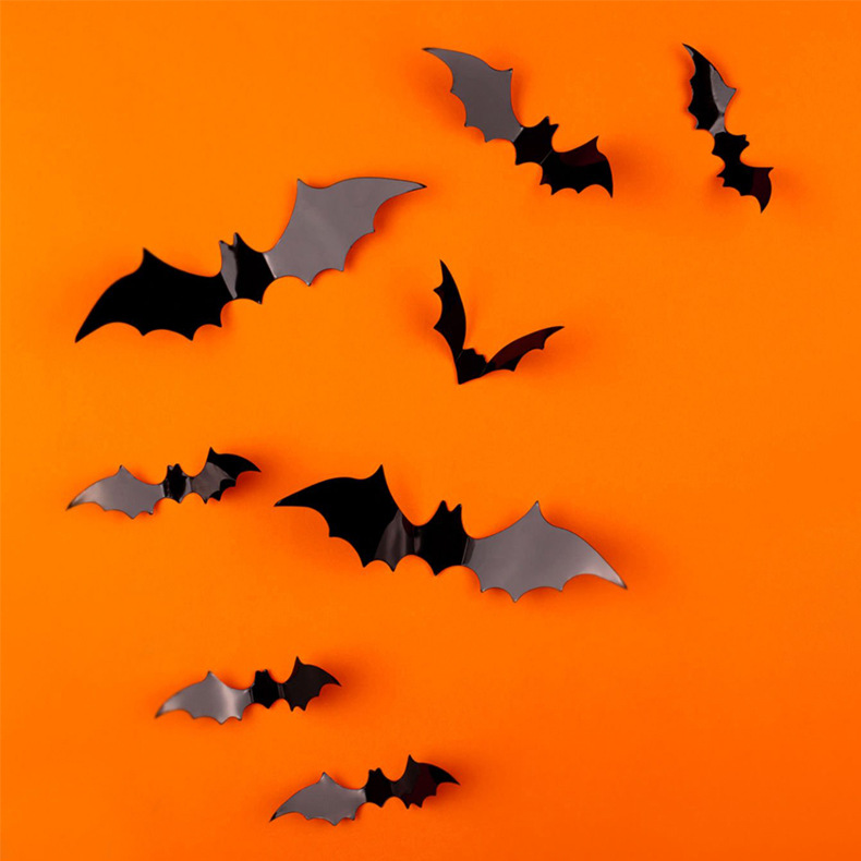Transfronterizos Halloween PVC Bat Stick Set Black Bat Stick Wall Glass Stick Halloween Party Decoration Bat