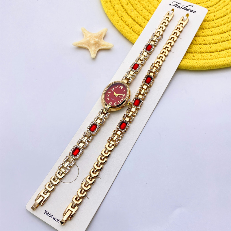 Cross-border hot-selling chalcedony colored diamond women's watch, vintage fashion, high-end full-diamond set, bracelet watch, foreign trade wholesale