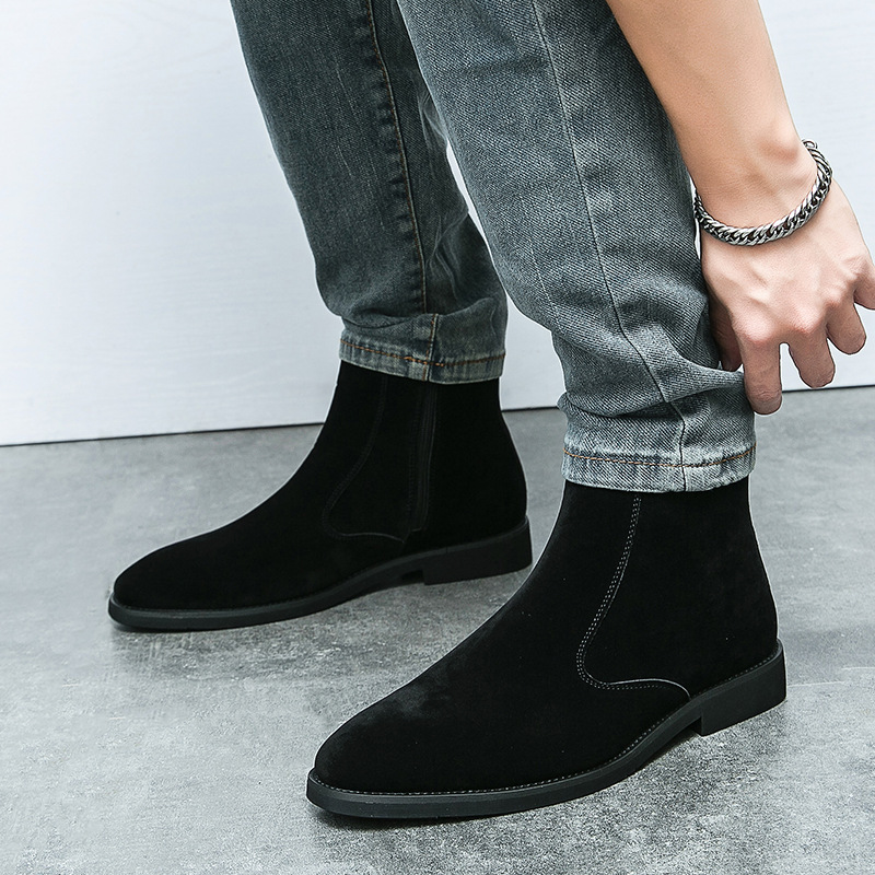Nuevo otoño y invierno transfronterizos de hombre botas de cuero anti-chelsea británicas casuales de alta moda europeas y americanas botas de cuero con cremallera para hombre image 3