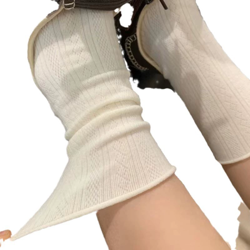 Демисезонные брендовые кремовые дышащие knee socks, средняя длина, увеличенная толщина