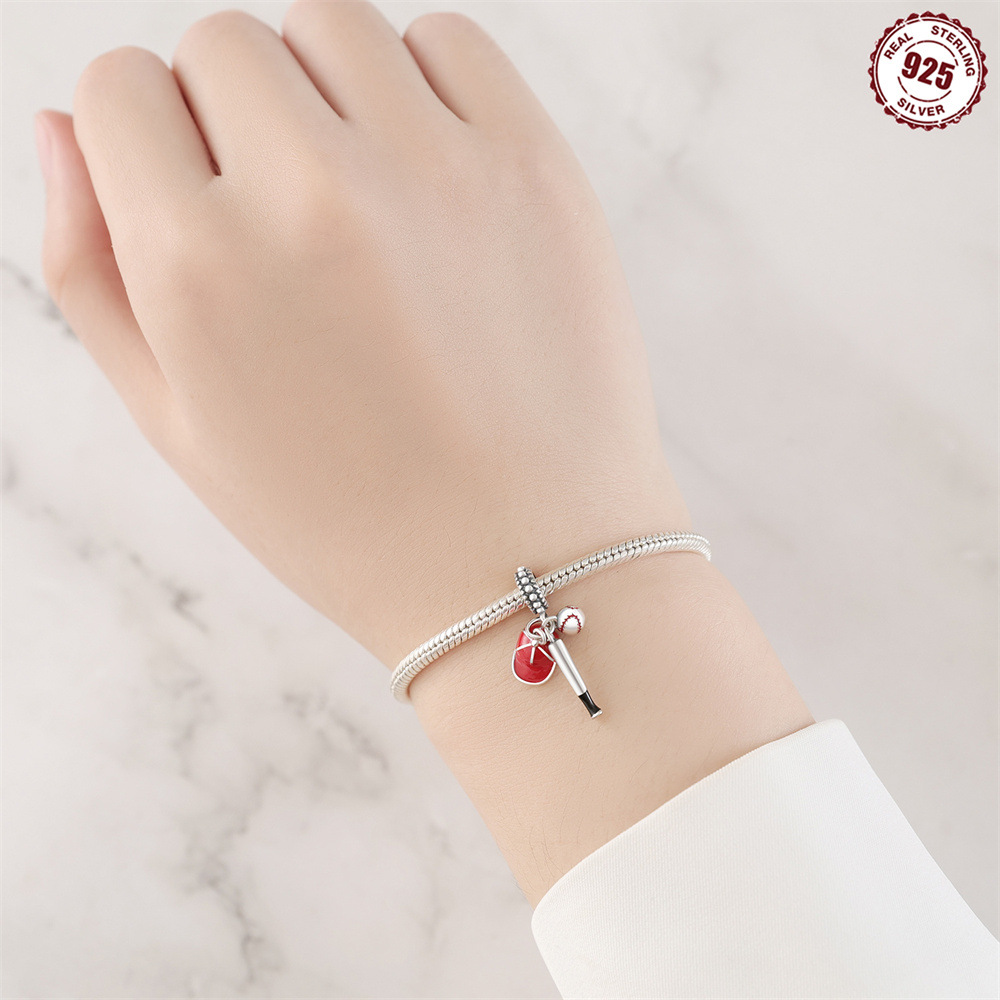 1 Piece 925 Sterling Silver Heart Shape Basketball Anchor Pendant display picture 10