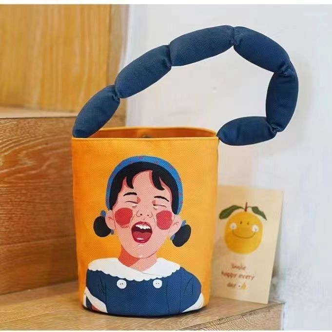 Nueva Ilustración Creativa correa de hombro llena de algodón bolsa de cubo bolsa de hombro Montaña y Mar Sutra portátil bolso de lona artística al por mayor