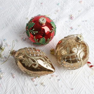 Ёлочный шар из стекла с росписью фигурный
