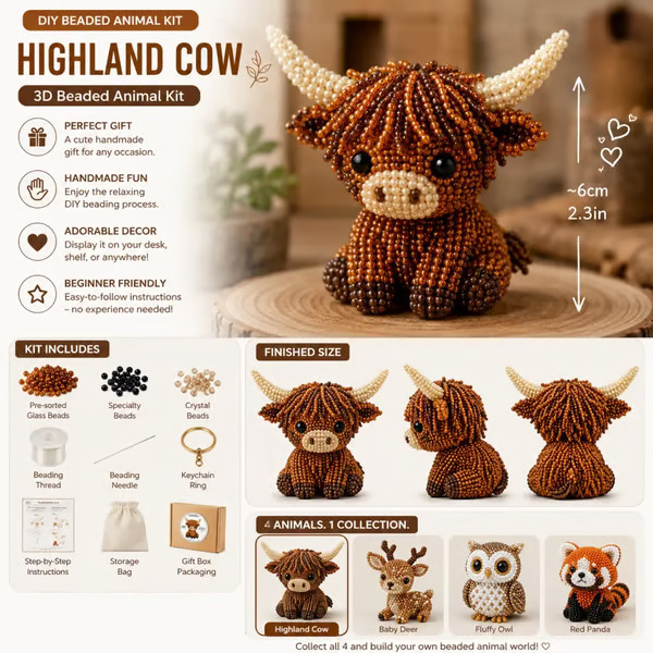 Cross-Border New Product Petite 3D Beaded Animal Craft Kit Handmade DIY Animal Bead Set