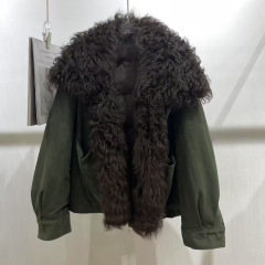 冬季新款一衣多穿大翻领外套女加厚工装派克服宽松复古羽绒保暖外