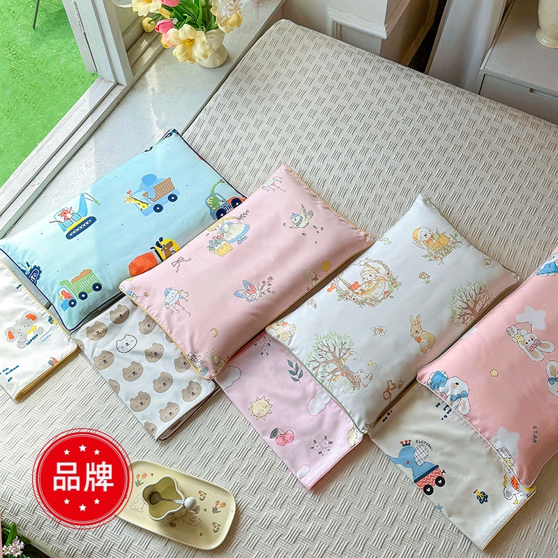 순수 코튼 60S 어린이 및 학생 만화 베개 커버 베개 커버 순수 코튼 새틴 롱 스테이플 코튼 유치원 싱글 제품 베개 커버