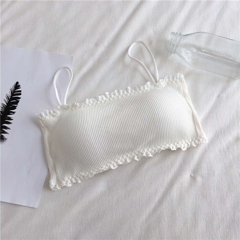 Push-up Cotton Bra Top, One Size, Removable Cups, Pretty Back Design