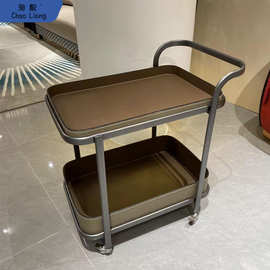 轻奢马鞍皮移动沙发边几小推车茶几客厅家用角几床头柜带轮置物