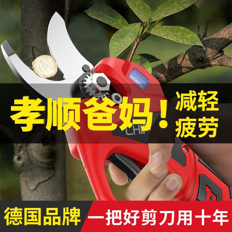 德国驰普森电动修枝剪果树粗枝剪刀园林园艺充电式无线锂电树枝