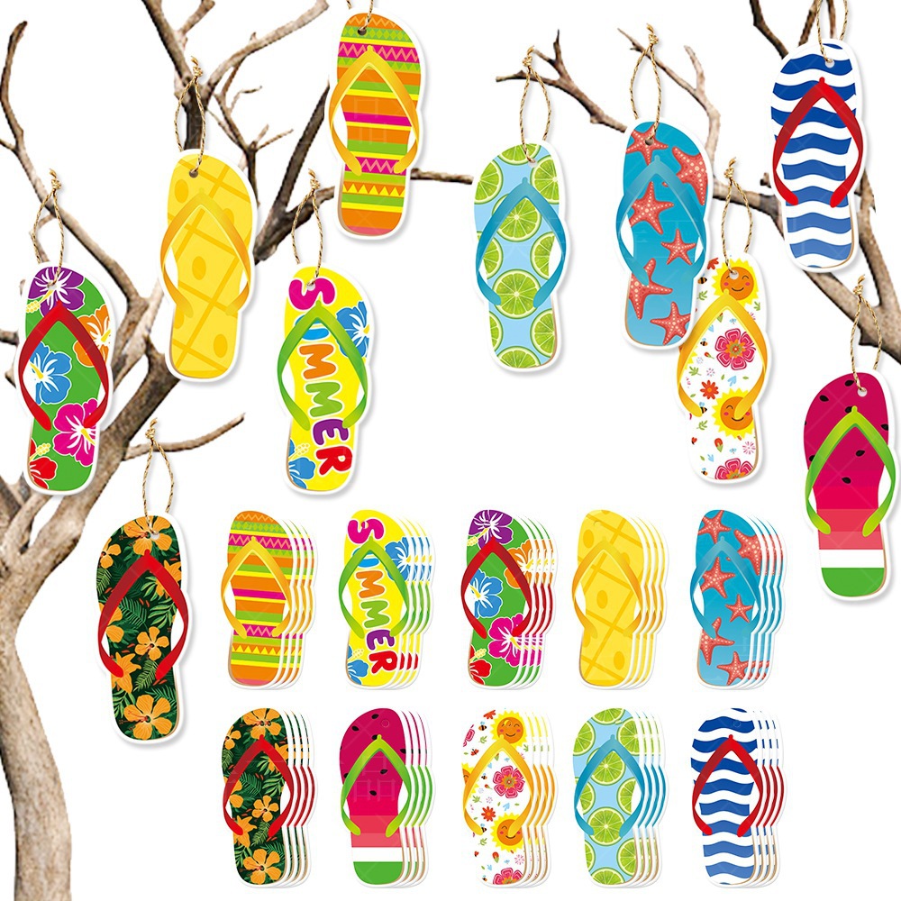 Amazon Hawaii piscina fiesta decoración zapatillas Tarjeta de verano etiqueta de la pared Tarjeta de papel foto accesorios decoración cartón
