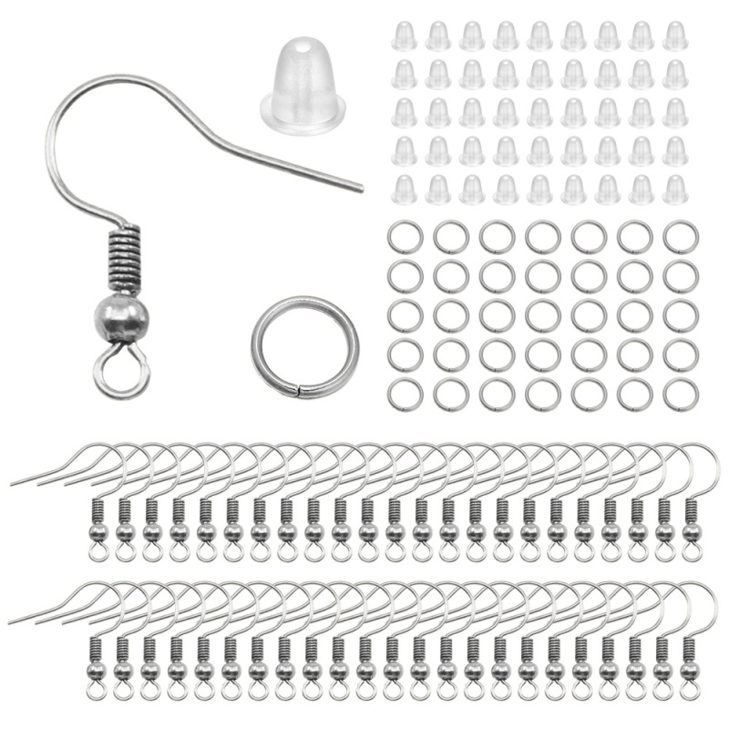 Diy jewelry accessories ear hook single ring earplug suit 4mm single ring big ear hook 4mm small size ear plug 100