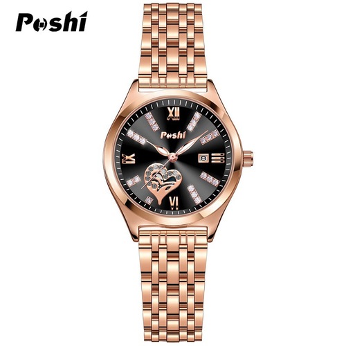 Quartz watch ladies watch POSHI cross-border fashion student watch temperament trendy female calendar steel band watch