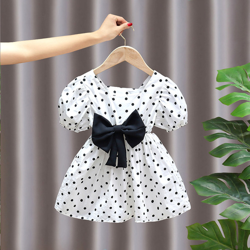 Girls Princess Dress Summer  New Red Children's Internet Celebrity Fashion Baby Girl Bow Skirt