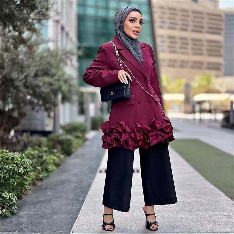 Autumn Suit Dress New Style 2025 Fashionable Double-Breasted Ruffled Hem High-End Jacket for Women Autumn Suit Dress New Style 2025 Fashionable Double-Breasted Ruffled Hem High-End Jacket for Women