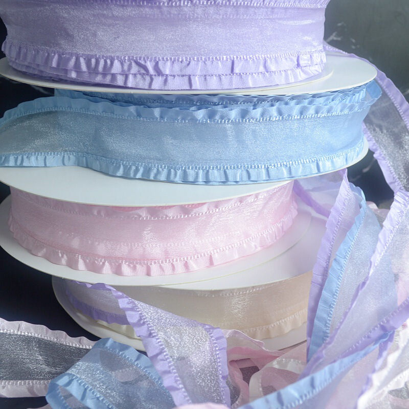 South Korea Ruffled Crepe Ribbon Garment Accessories Wrapping Strip Ear Ribbon Wavy Edge Skirt Bow Ribbon