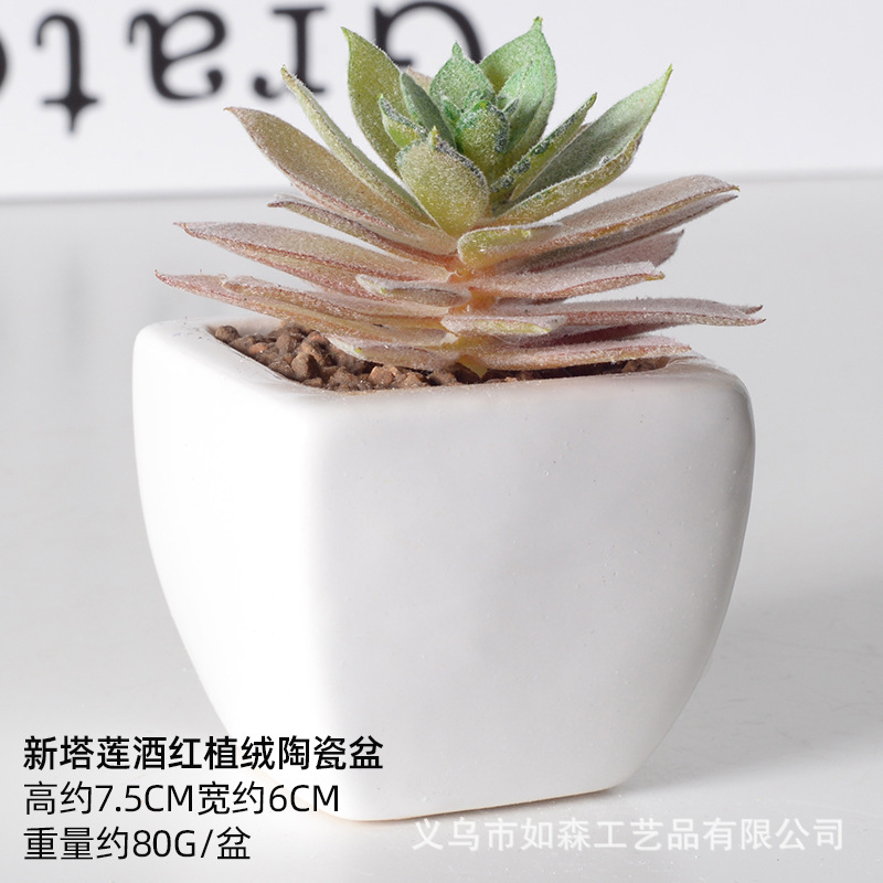 Simulación de cerámica bonsai de carne doméstica decoración de escritorio de oficina plantación verde maceta props de disparo maceta combinada artificial image 61