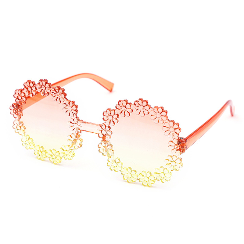 Niños de color gradiente gafas de sol lindas flores gafas de sol para niños, gafas de sol de moda para bebés Daisy en stock