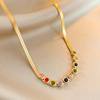 Rainbow zirconium, fashionable necklace, brand chain for key bag , sweater, micro incrustation