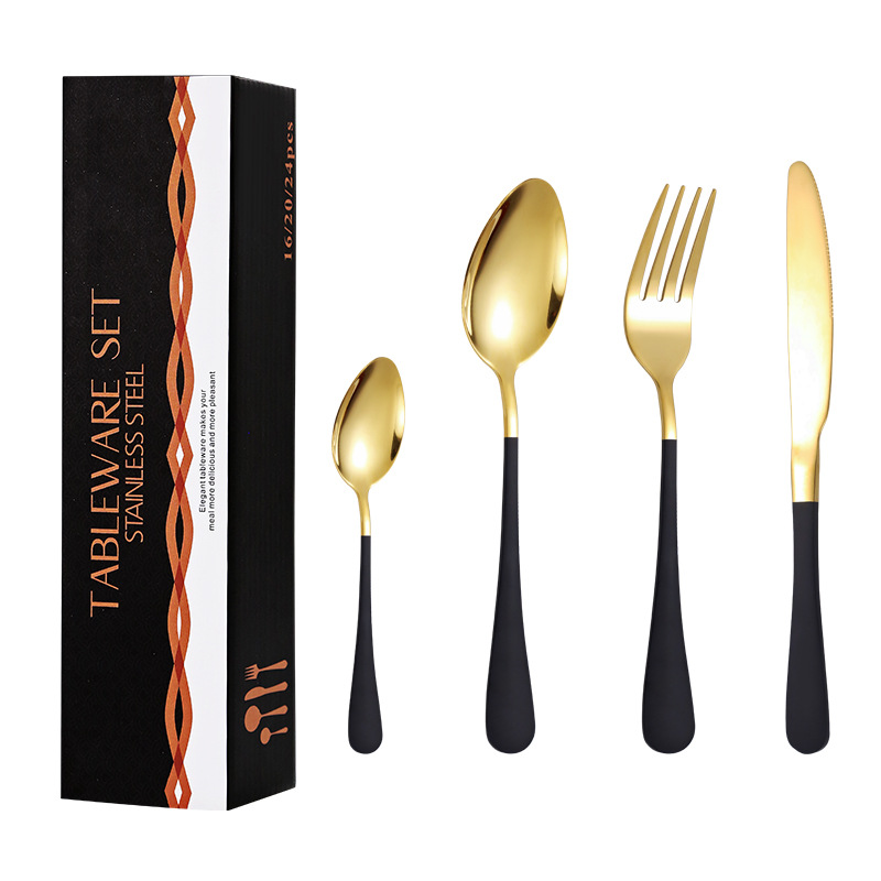 Amazon popular vajilla de acero inoxidable occidental 16 piezas traje 1010 cuatro piezas principales cuchillo, tenedor y cuchara traje de caja de regalo transfronterizo